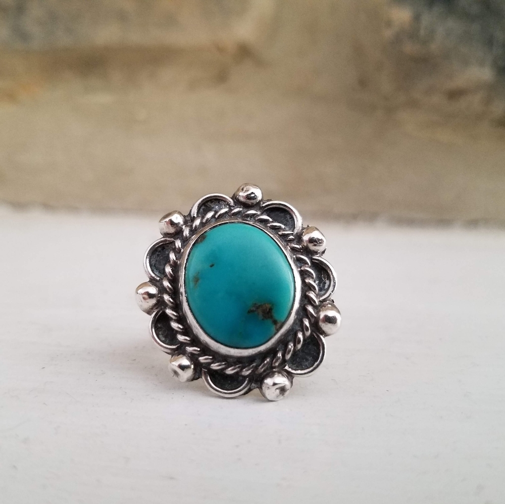 Vintage Sterling Silver Mexican Turquoise Ring